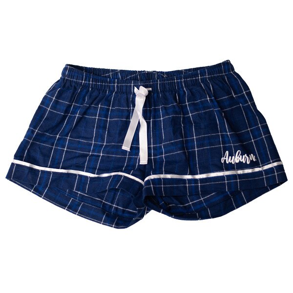 navy women plaid Auburn soft shorts